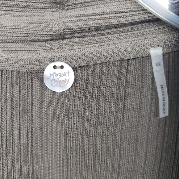 Margaret O'Leary Rib Knit Open Front Cardigan Sweater Gray Green Neutral XS - Picture 2 of 9